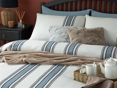 Fine Lines Спално Бельо Компле Super King Size, Shiny , Бежово-Синьо, 260 X 220 Cm