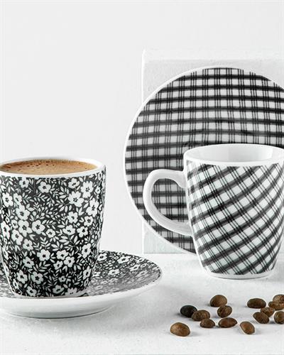 Fiorito Сервиз За Кафе 4 Бр. За 2 Души, Порцелан, Черно, 100 Ml