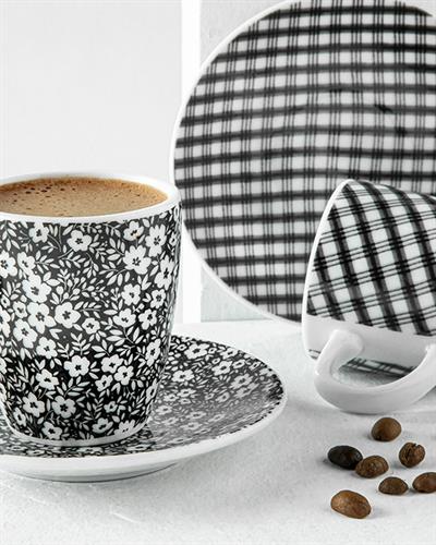 Fiorito Сервиз За Кафе 4 Бр. За 2 Души, Порцелан, Черно, 100 Ml