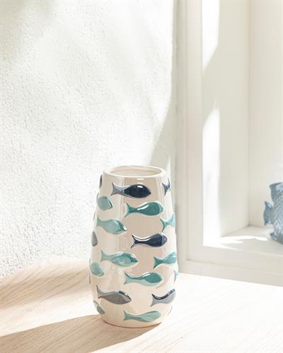 Fish Ваза 9.3x9.3x16 см Син - Зелен
