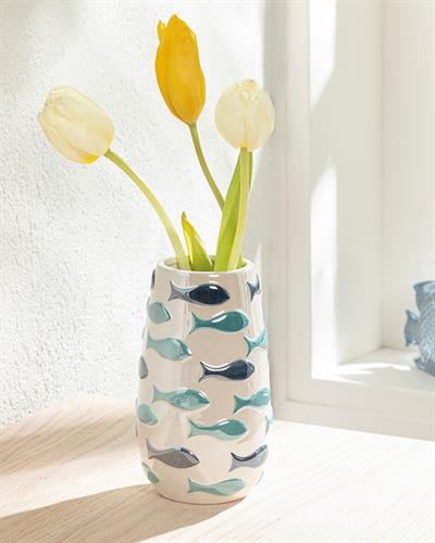 Fish Ваза 9.3x9.3x16 см Син - Зелен