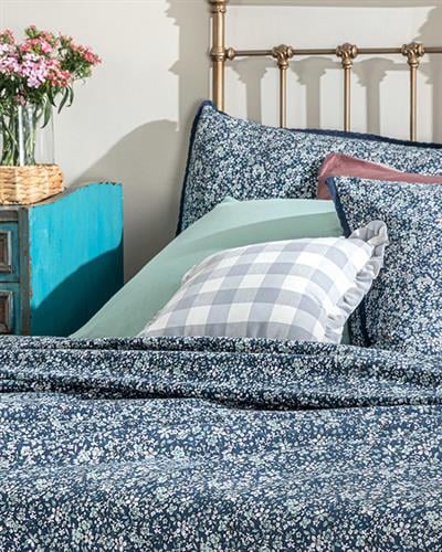 Fleur De Nuit Покривка Единичен Размер, Отпечатан, Тъмно Синьо, 150 X 220 Cm