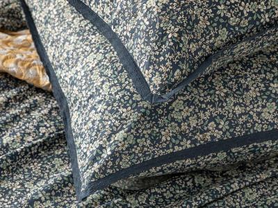 Fleur De Nuit Комплект Спално Бель Единичен Размер, Памучен, Тъмно Синьо, 160 X 220 Cm