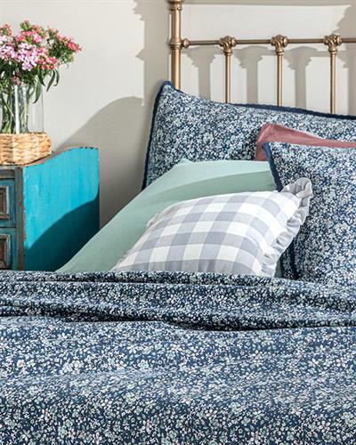 Fleur De Nuit Покривка Двоен Размер, Отпечатан, Тъмно Синьо, 200 X 220 Cm