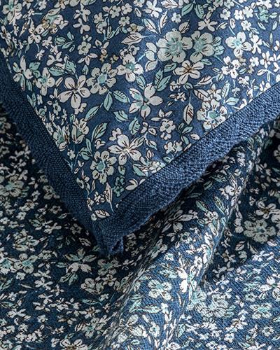 Fleur De Nuit Покривка Двоен Размер, Отпечатан, Тъмно Синьо, 200 X 220 Cm