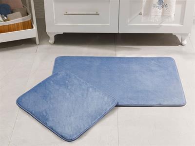 Flo ПОСТЕЛКА ЗА БАНЯ КО С нехлъзгащ се гръб Гореща Щампа 50x80 - 45x50 cm İndigo