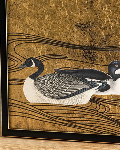 Floating Ducks Painting 35x50 cm Gold