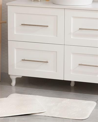 Floral Комплект Постелки За Баня Нехлъзгащ се гръб Топъл печат 50x80 - 45x50 см Екрю