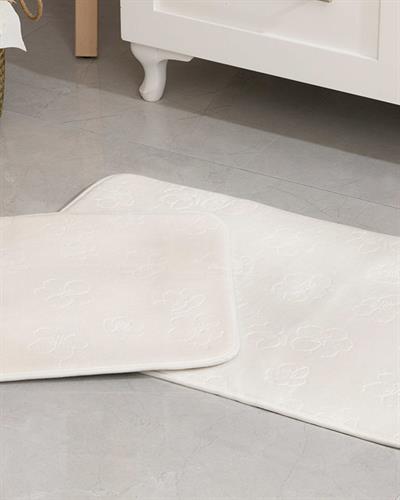 Floral Комплект Постелки За Баня Нехлъзгащ се гръб Топъл печат 50x80 - 45x50 см Екрю