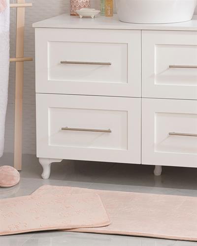 Floral Комплект Постелки За Баня Нехлъзгащ се гръб Топъл печат 60x100 см + 60x50 см Пудра