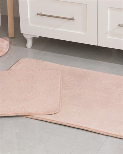 Floral Комплект Постелки За Баня Нехлъзгащ се гръб Топъл печат 60x100 см + 60x50 см Пудра