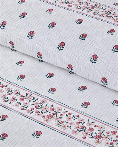 Bloomy Lines Одеяло Пике Двоен С щампа 200x220 см Бял