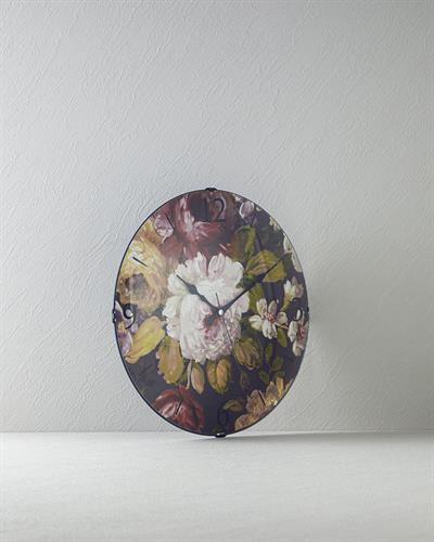 Floral Rose Стенен Часовник Стъкло Пластмаса 35 см Розов