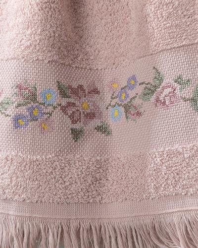 Floral Stripe Кърпа За Лице С бродерия 50x80 см Нюд