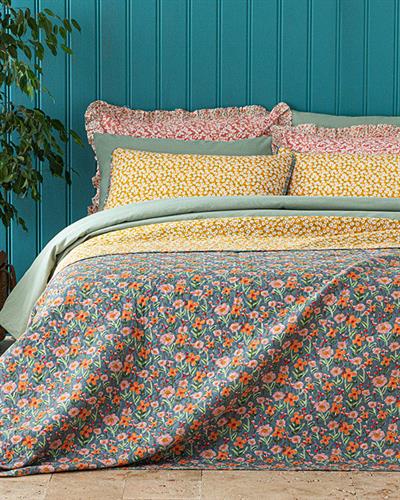 Floral Summer Покривка За Легло Комплект Единичен Размер, Многофункционален, Жълто, 160 X 220 Cm