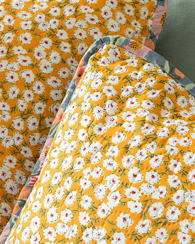 Floral Summer Покривка За Легло Комплект Единичен Размер, Многофункционален, Жълто, 160 X 220 Cm