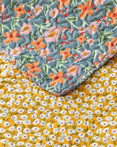 Floral Summer Покривка За Легло Комплект Единичен Размер, Многофункционален, Жълто, 160 X 220 Cm