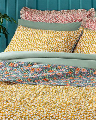 Floral Summer Покривка За Легло Комплект Единичен Размер, Многофункционален, Жълто, 160 X 220 Cm