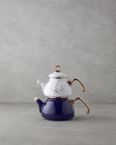 Чайник Емайлиран 1,1 Литра + 2,3 Литра Кобалтово син