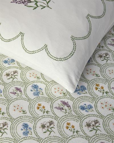 Floral Wreaths Комплект Одеяло Пике Кралски размер С щампа 240x220 см Зелен