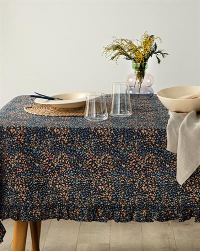 Florals Покривка За Маса С волан Полипамук 150x220 см Морскосин