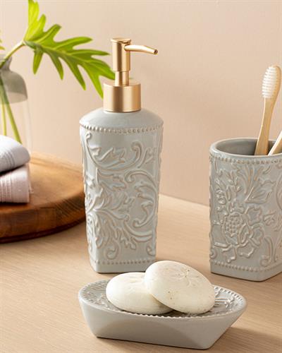 Floret КОМПЛЕКТ ЗА БАНЯ 3 бр. 8x8x20+7x7x10+14x10x3 cm Gray