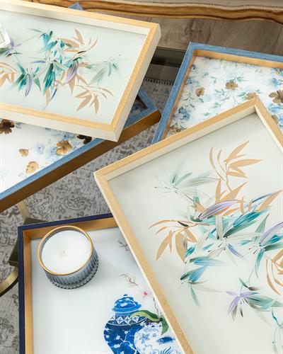 Floret Glass Decorative Tray 31x46 cm Blue