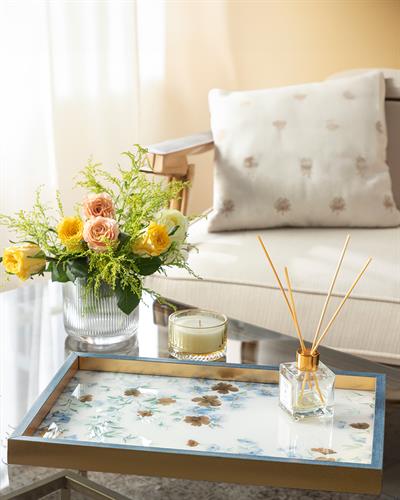 Floret Glass Decorative Tray 31x46 cm Blue