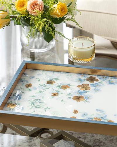 Floret Glass Decorative Tray 31x46 cm Blue