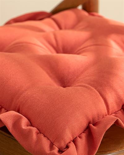 Flounce Възглавница За Стол Памучен Полиестер, Керемидено Червено, 45 X 45 Cm