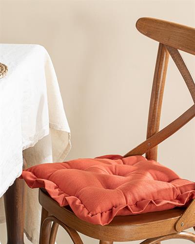 Flounce Възглавница За Стол Памучен Полиестер, Керемидено Червено, 45 X 45 Cm