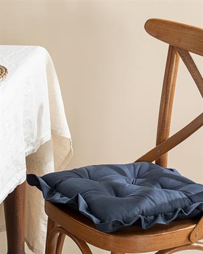 Flounce Възглавница За Стол Памучен Полиестер, Индиго, 45 X 45 Cm