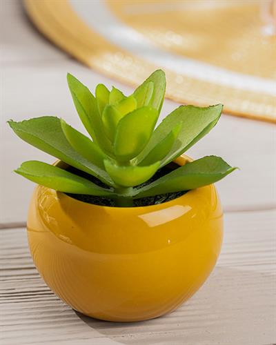 Flower Bunch Изкуствено Цвете С Ваза 8,5x8,5x7,5 cm Жълт