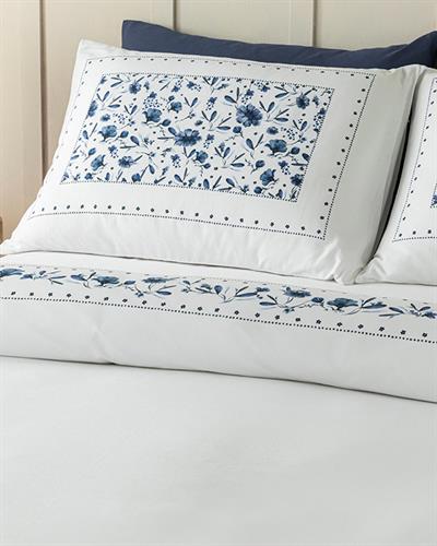 Flower Chain Спален Комплект Двоен Мек памук с дигитална щампа 200x220 см Морскосин