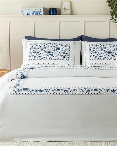 Flower Chain Спален Комплект Двоен Мек памук с дигитална щампа 200x220 см Морскосин