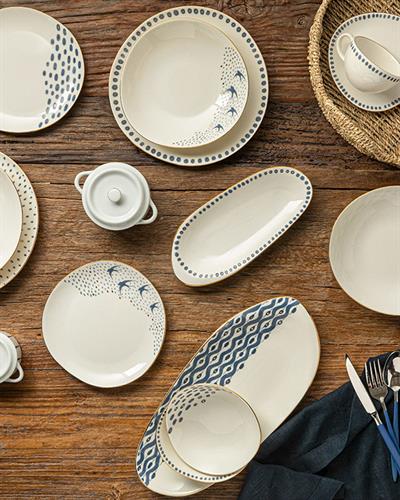 Flower Dots Купа Порцелан, Бяло, 15 Cm