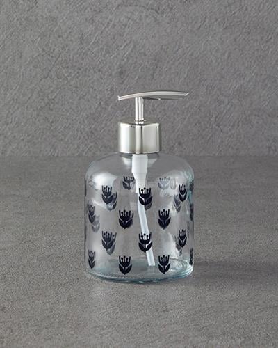 Flower Dots Дозатор За Течен Сапун За Баня Стъкло 8x14 см Сребърен.