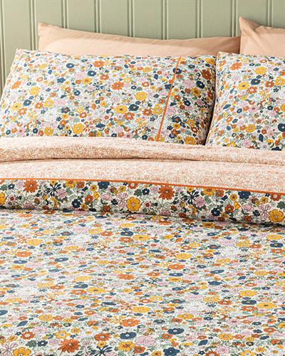 Flower Festival Cotton For One Person Duvet Cover Set 160x220 cm Orange,
