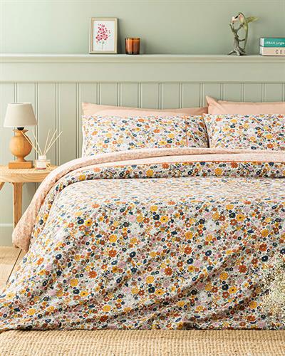 Flower Festival Cotton For One Person Duvet Cover Set 160x220 cm Orange,