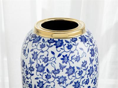 Flower Garden Ваза Порцелан 18,5x18,5x32,5 см Син - Бял - Златен