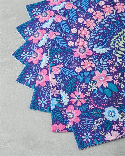 Flower Garden Paper 20 pcs Napkin 33x33 cm Pink - Blue
