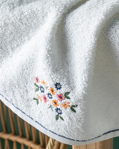 Flower Garden Хавлии За Ръце Бродирани, Памучен, Бяло, 30 X 40 Cm
