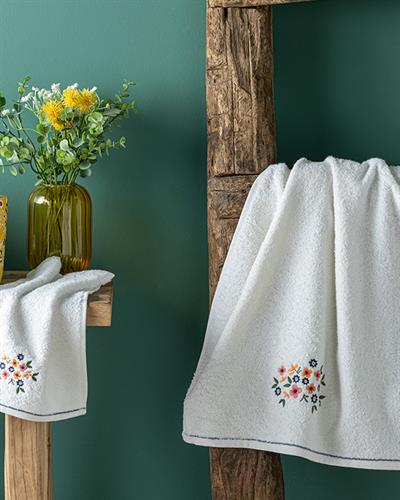 Flower Garden Хавлии За Ръце Бродирани, Памучен, Бяло, 30 X 40 Cm