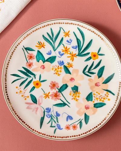 Flower Spree Porcelain Cake Plate 20 cm White