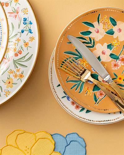 Flower Spree Porcelain Cake Plate 20 cm Mustard