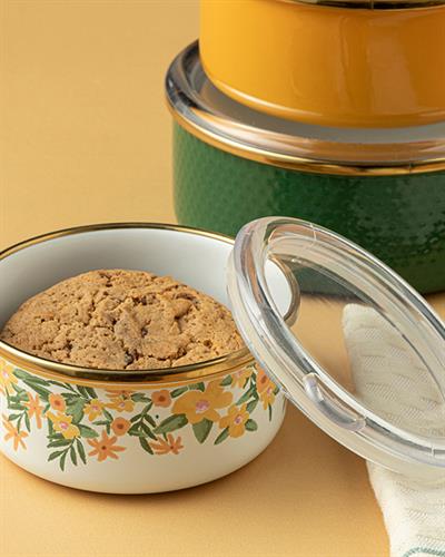 Flower Spree Кутия За Съхранение 3 бр. Емайлиран 12-14-16 см Горчица - Зелен