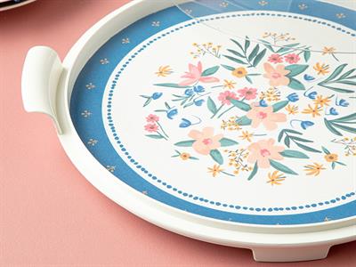 Flower Spree Melamine Cake Bell Glass 31 cm Blue