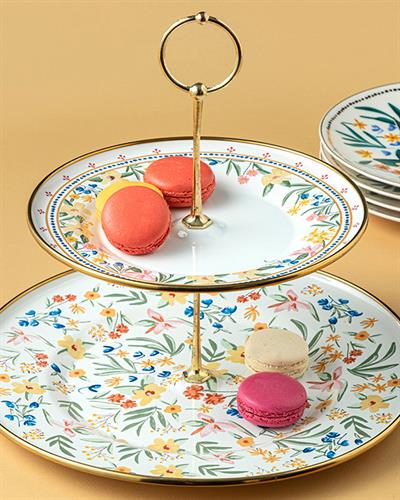 Flower Spree Сервиз На Етажи Емайлиран, Бяло, 31 Cm