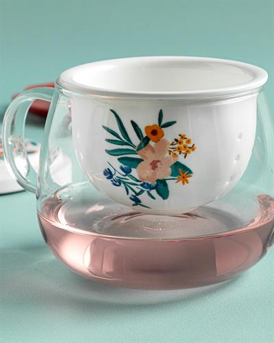 Flower Spree Чаша За Попарване Стъкло, Цветен, 340 Ml