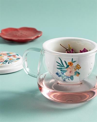 Flower Spree Чаша За Попарване Стъкло, Цветен, 340 Ml